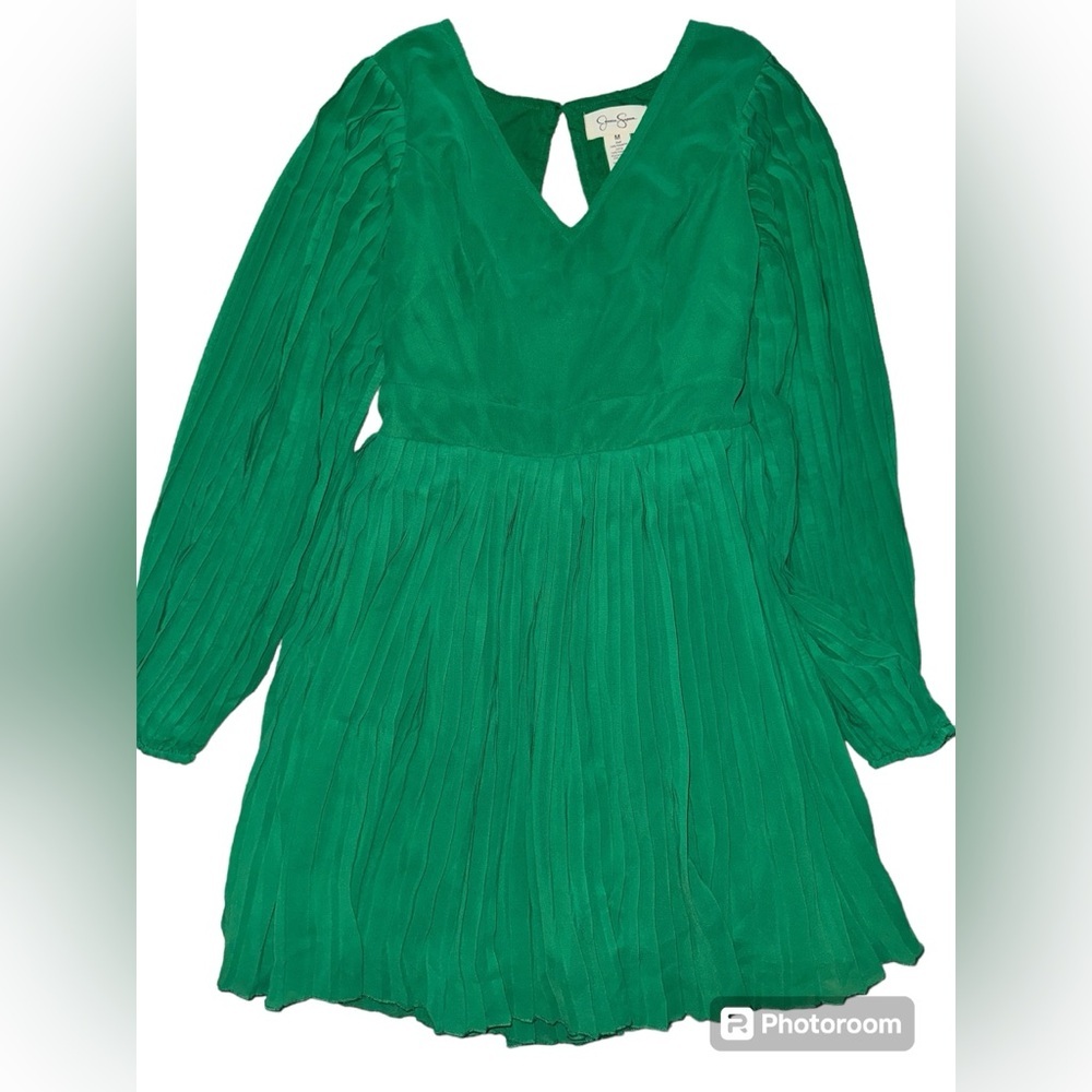 Jessica Simpson green pleated mini dress size medium